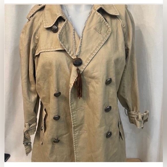 Free People Jackets & Blazers - Free People Tan Double-Breasted Trench Coat